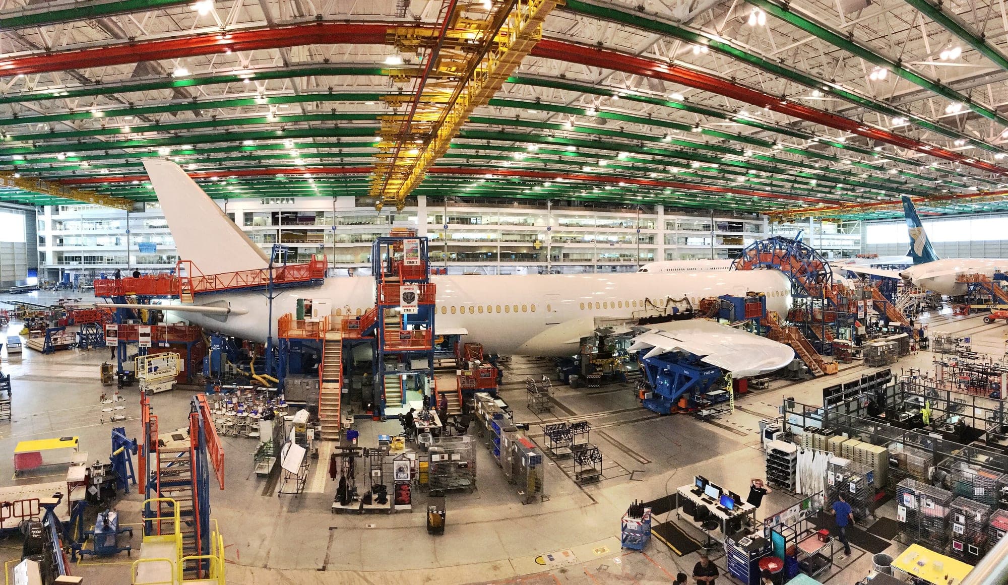 The second Boeing 787-10 Dreamliner sits in final assembly at Boeing South Carolina in North Charleston in February 2017.