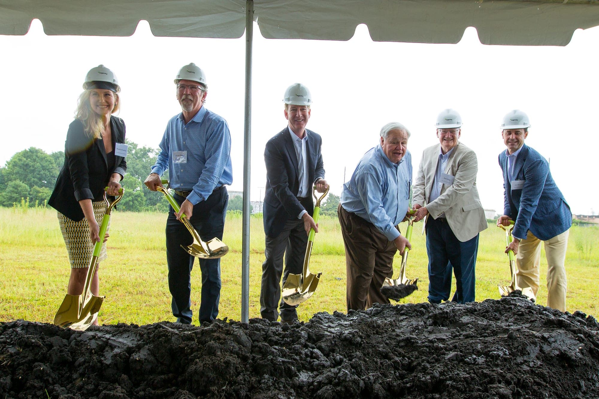 Participants turn dirt at a July 31, 2018, ceremony marking Ingevity's plans for a new global headquarters in North Charleston.