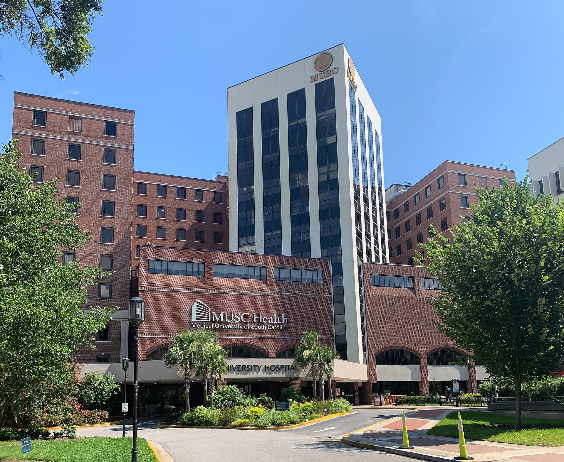 MUSC Health's University Hospital on Ashley Avenue, one of the existing buildings on the medical university's Charleston campus, in July 2020.
