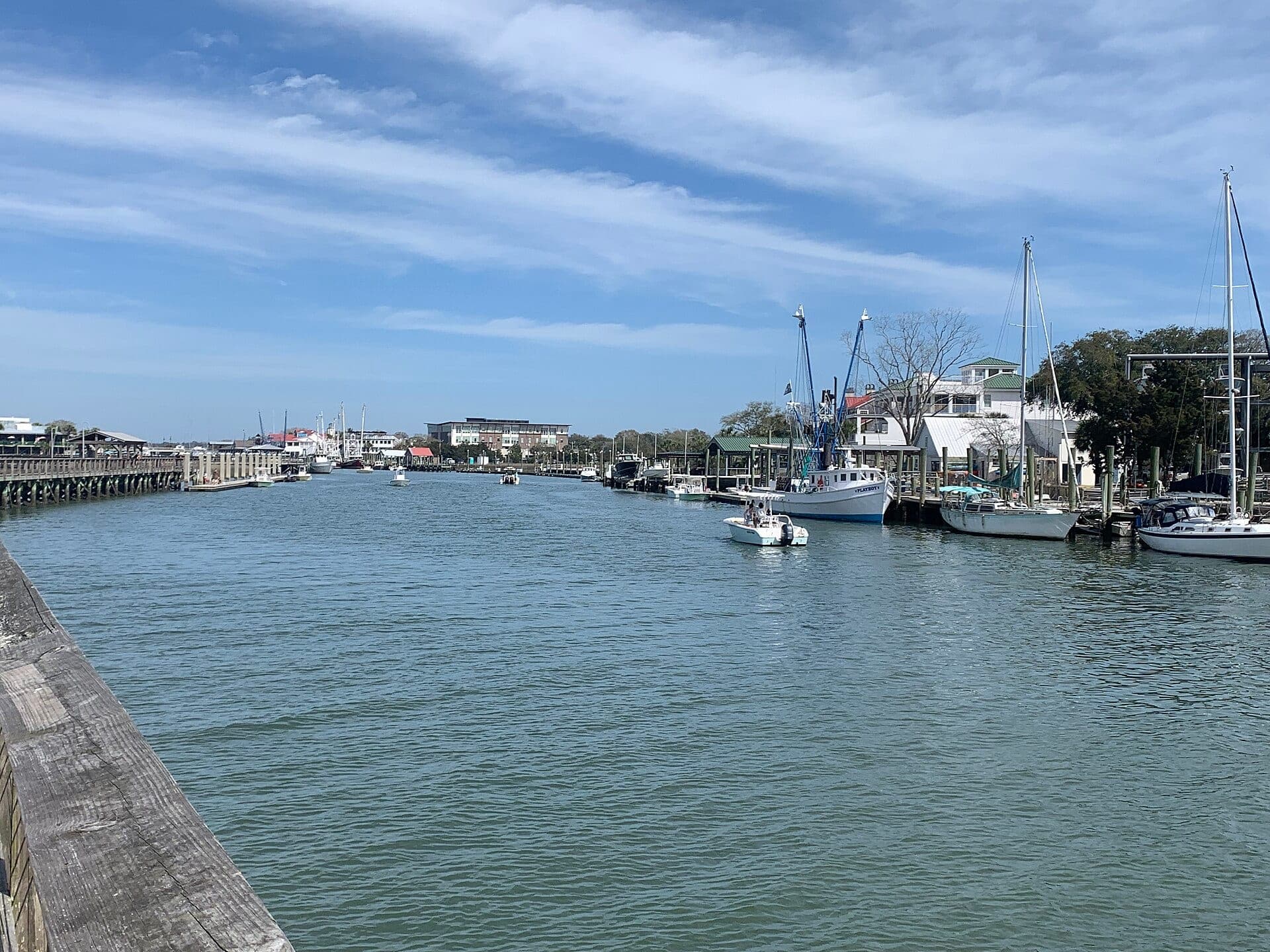 Boats on Shem Creek in Mount Pleasant, the town where geospatial software company NGS is based, in March 2026.