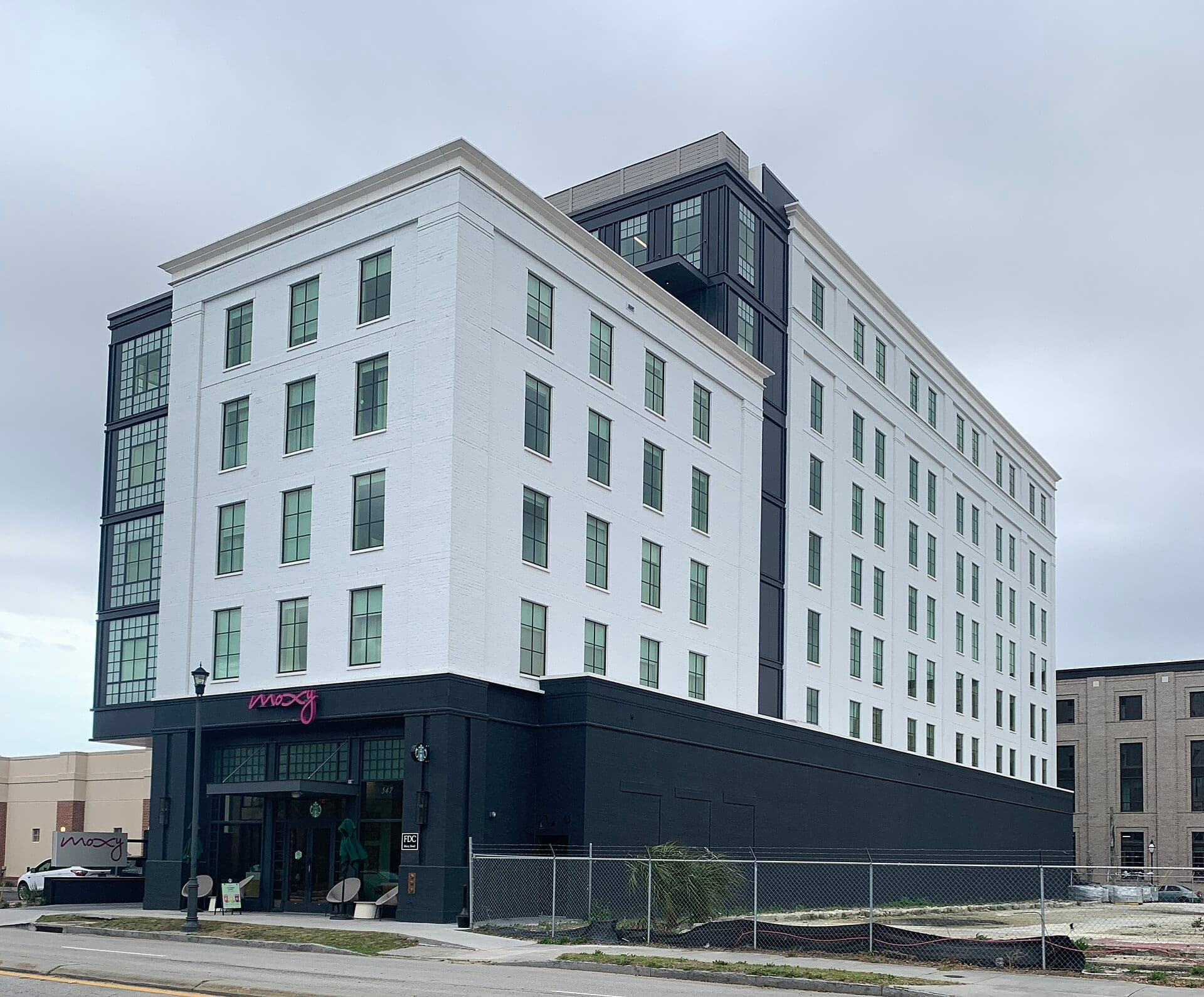 Moxy Charleston Downtown, the 131-room hotel at 547 Meeting St. that Sunju Patel's firm developed, in March 2024.