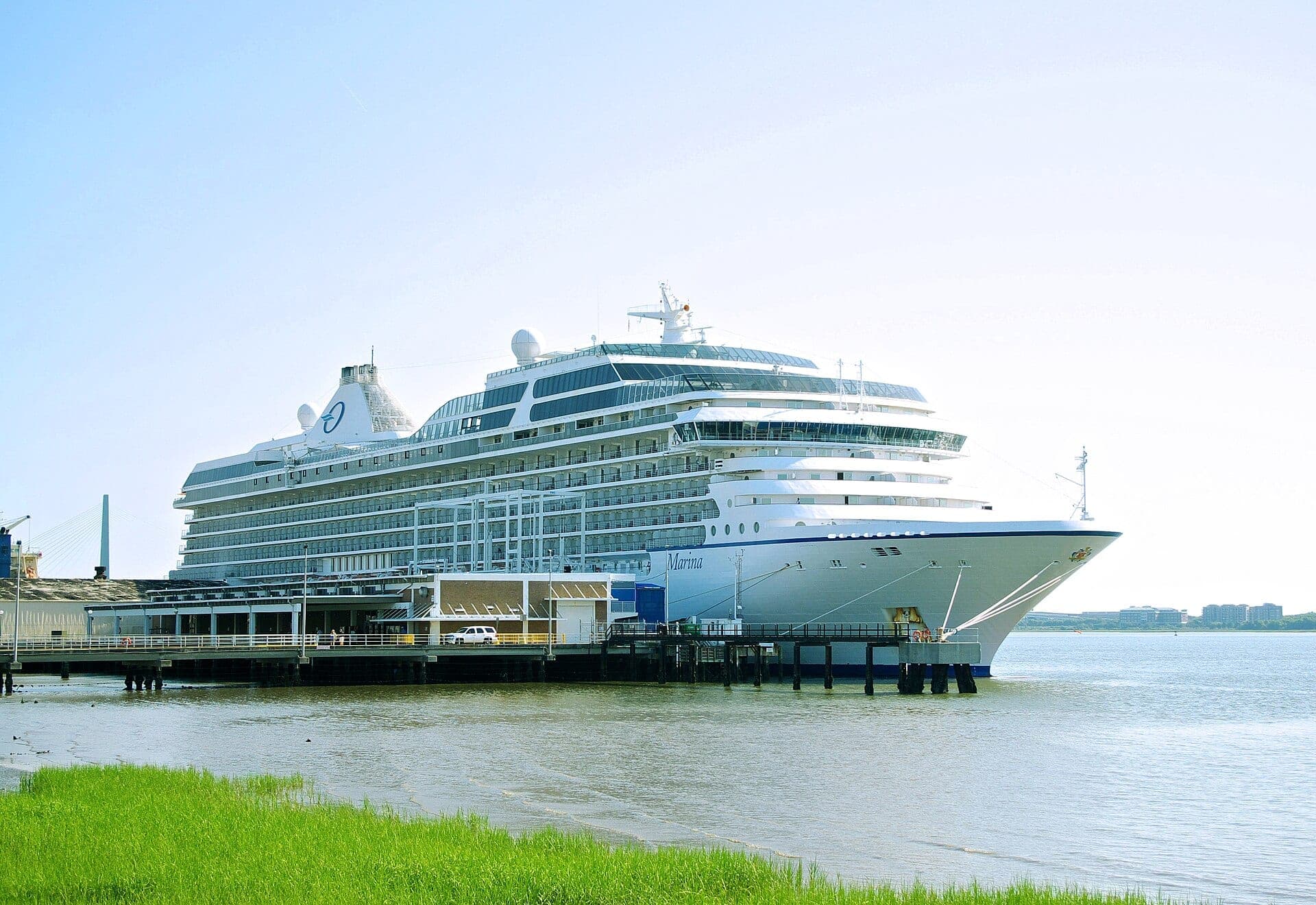 The cruise ship Marina docks at Union Pier Terminal in downtown Charleston in May 2014, seen from Waterfront Park. The last cruise ship to call at the terminal left on June 30, 2026.
