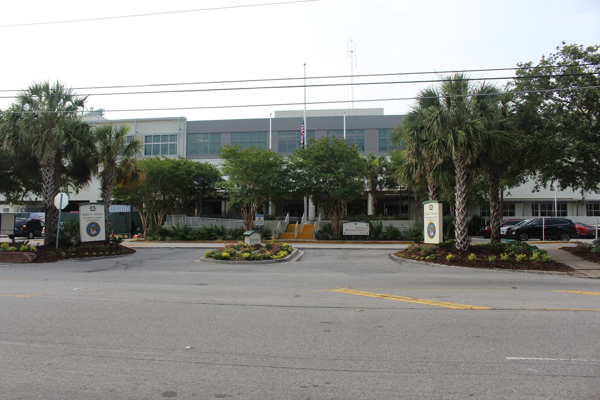 The main entrance of the Ralph H. Johnson VA Medical Center on Bee Street in Charleston in June 2019.